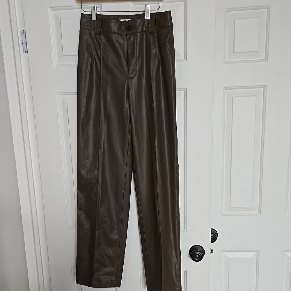 Brown Faux Leather Pants